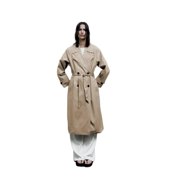 ZARA BASIC TRENCH COAT WITH BELT BEIGE SIZE S | 8372/03 - Picture 3 of 4